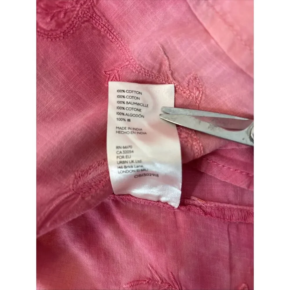 Anthropologie Pilcro Embroidered Tonal Pink Tie Dye Button Up S Boho Cottagecore - Picture 12 of 16